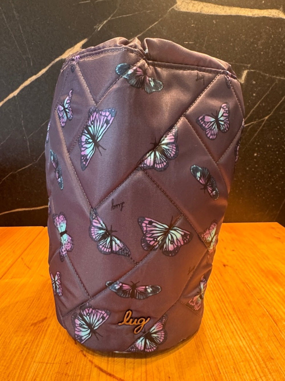 Lug Tumbler Quilted Butterfly Grey Cosmetic Pouch